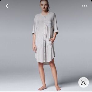 Simply Vera Vera Wang Pajamas Lakeside Lounging Short Sleeve Button Front Pocket